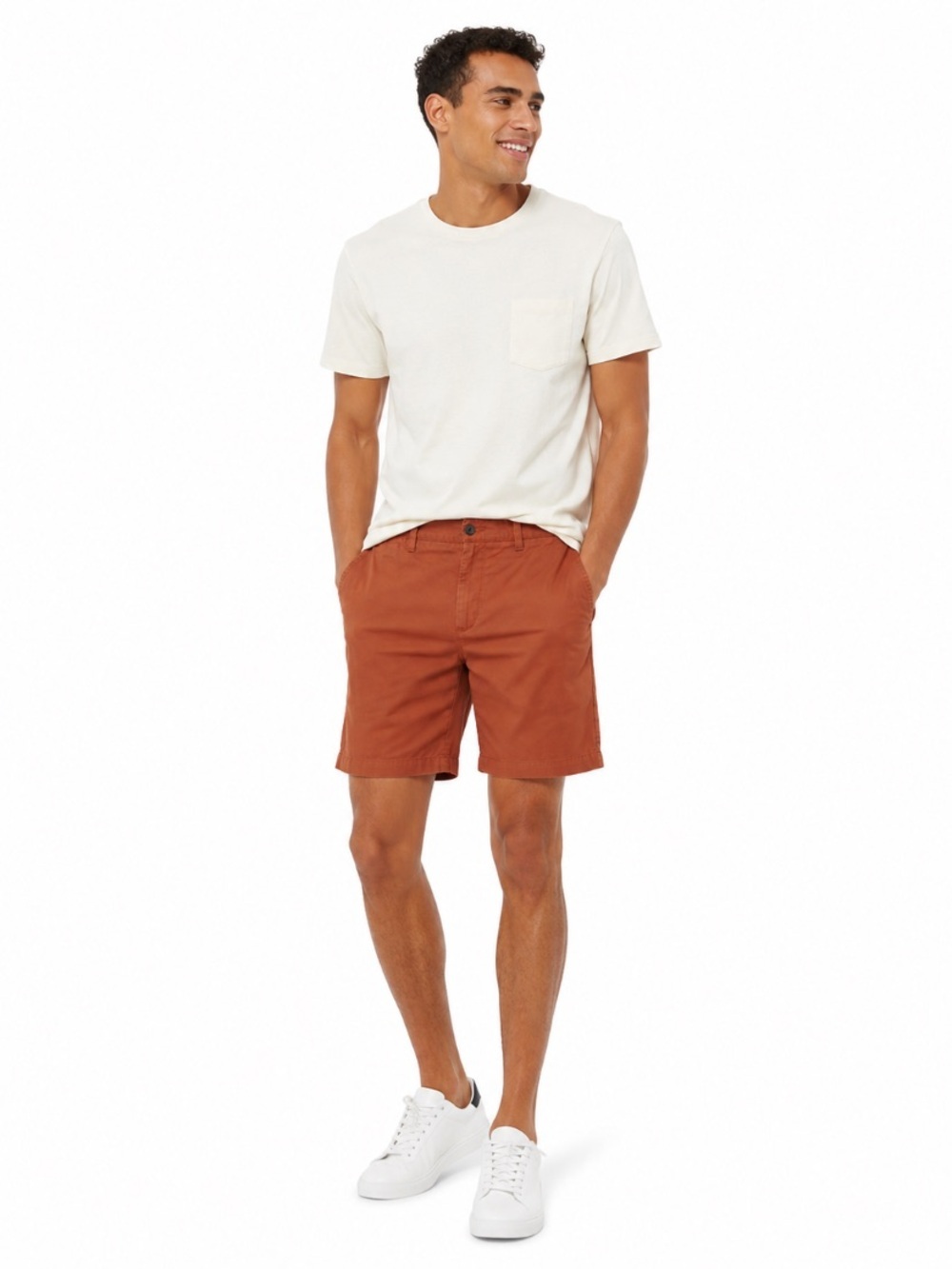 H&M Men's Brick High Rise Preppy Outdoor Pockets Flat Front Chino Shorts Size 32